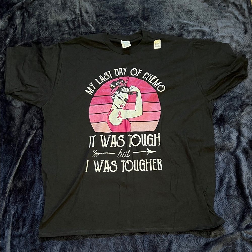 Breast Cancer Pink Ribbon Last Day of Chemo Support (Men’s style 2XL)
